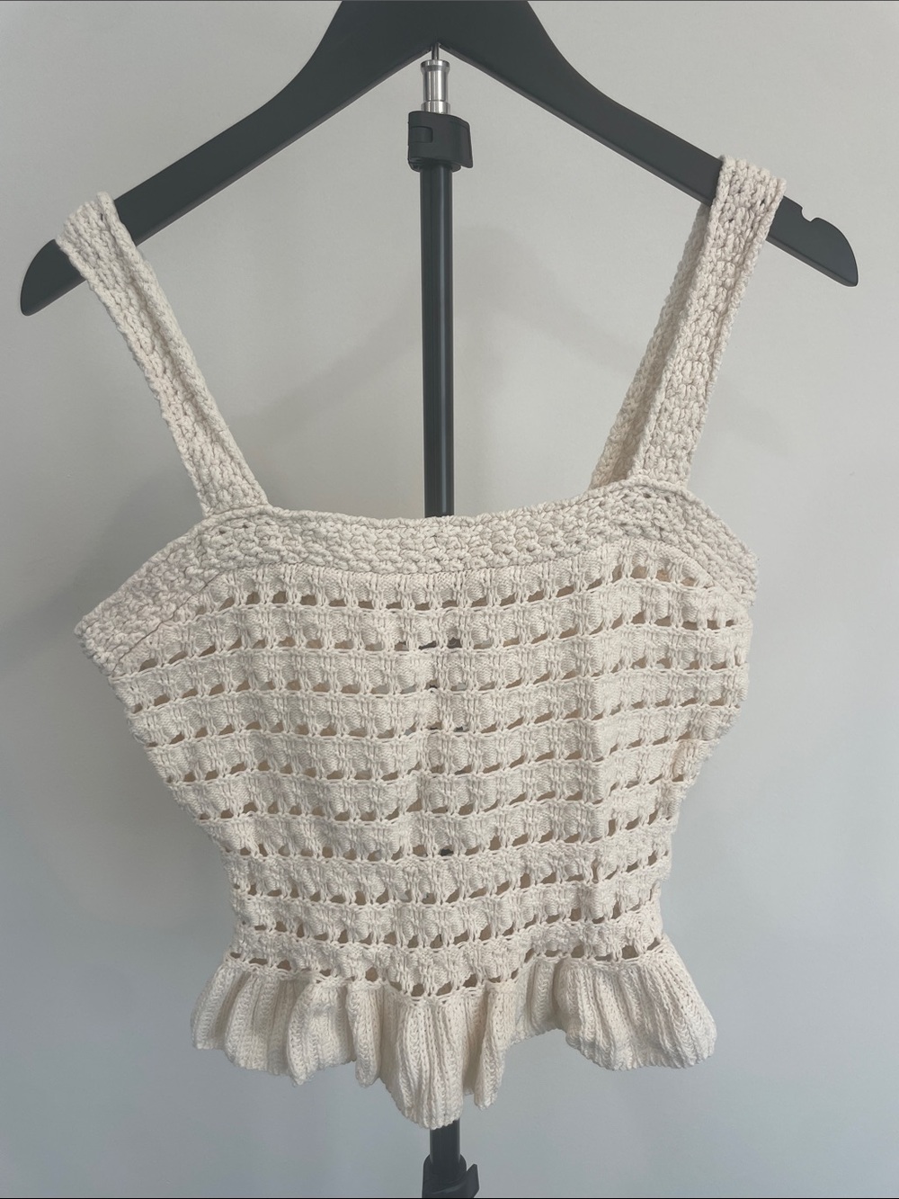 J. Crew Cream Crochet Peplum Camisole
